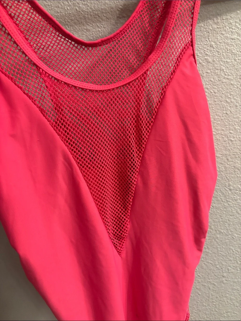 YMI Hot Pink Mesh One-Piece Swimsuit
